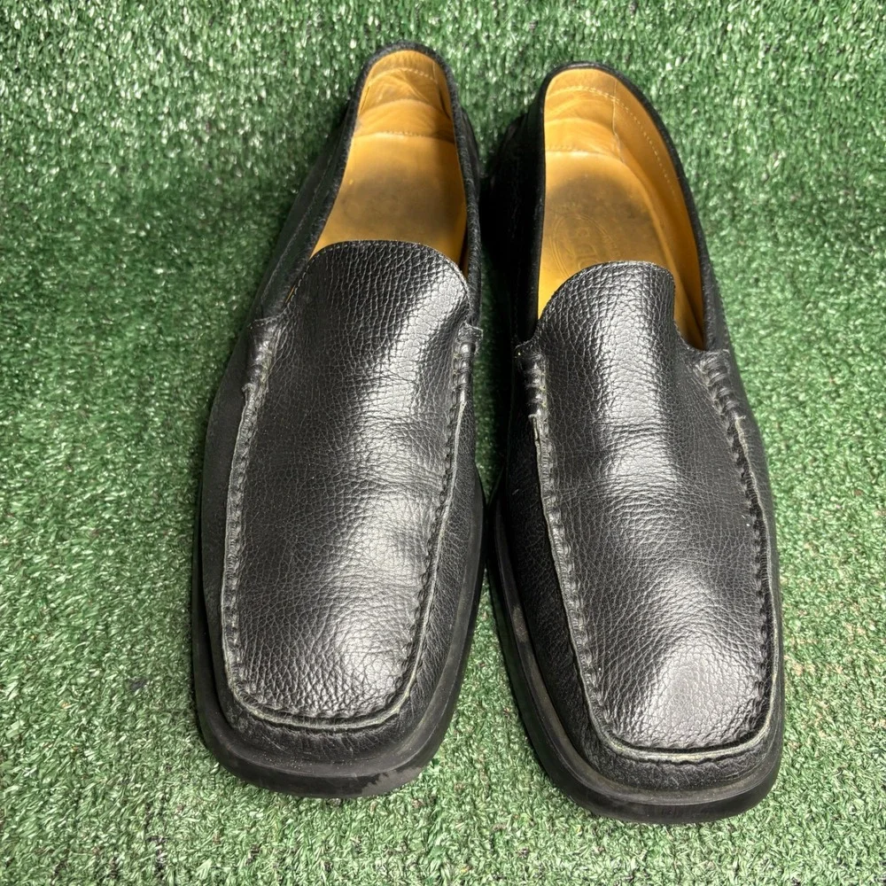 Tods GOMMA Pebble Sole Pebbled Leather Classic Loafers Black Mens Shoes Size 13